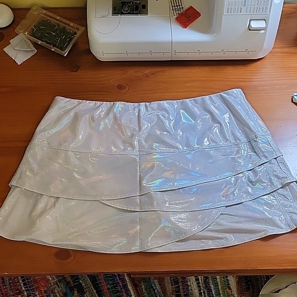 Iridescent Silver Lucky in Love Women's Tennis Skirt XL (16)